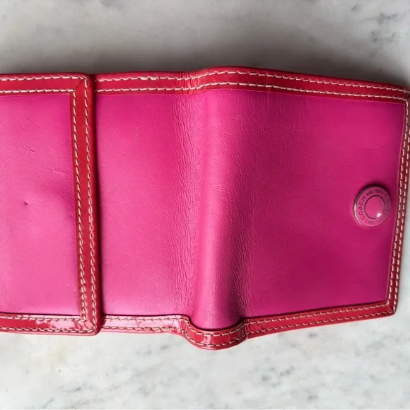 Coach Pink and Red Bifold Wallet - Picture 4 of 7